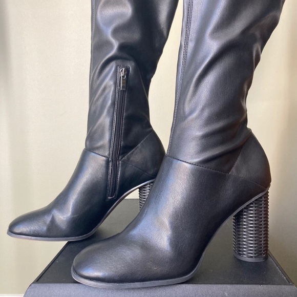 LIKE NEW | Franco Sarto Black Heeled Boots - Picture 4 of 16